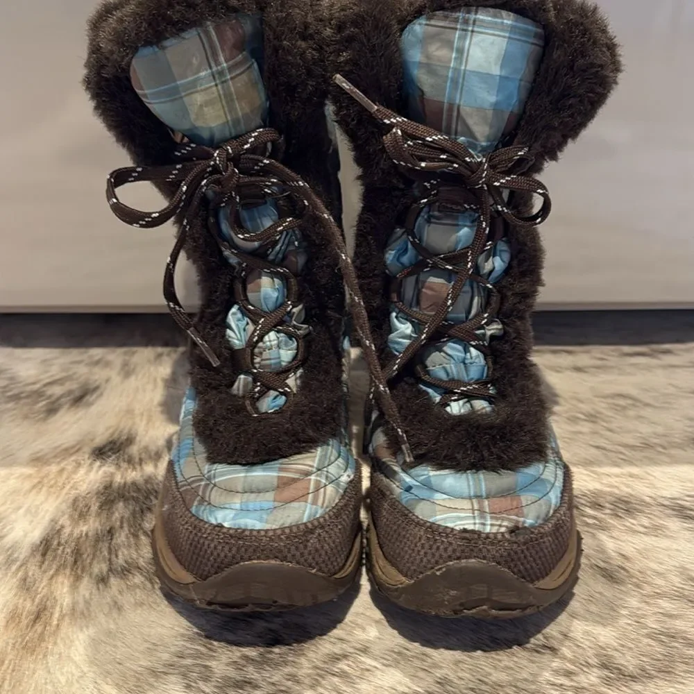 The North Face Goose Down Plaid Puffer Faux Fur Snowboots Size 2